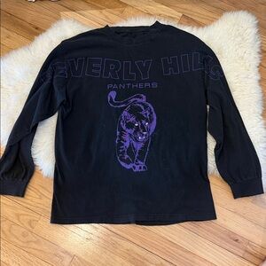 Brandy Melville Black Long Sleeve Tee with Purple Graphic